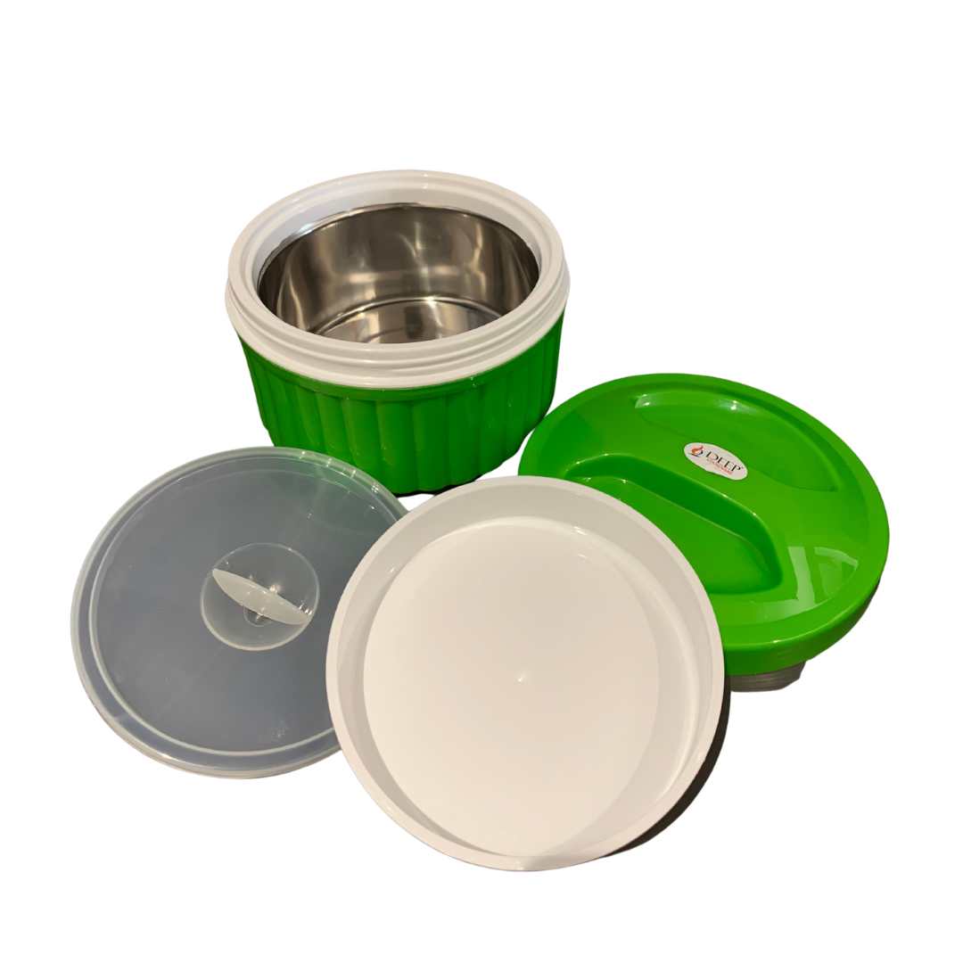 KRUNCHEE INSULATED TIFFIN LARGE 2 COMPARTMENTS-- 555 ml PLASTIC DIBBI