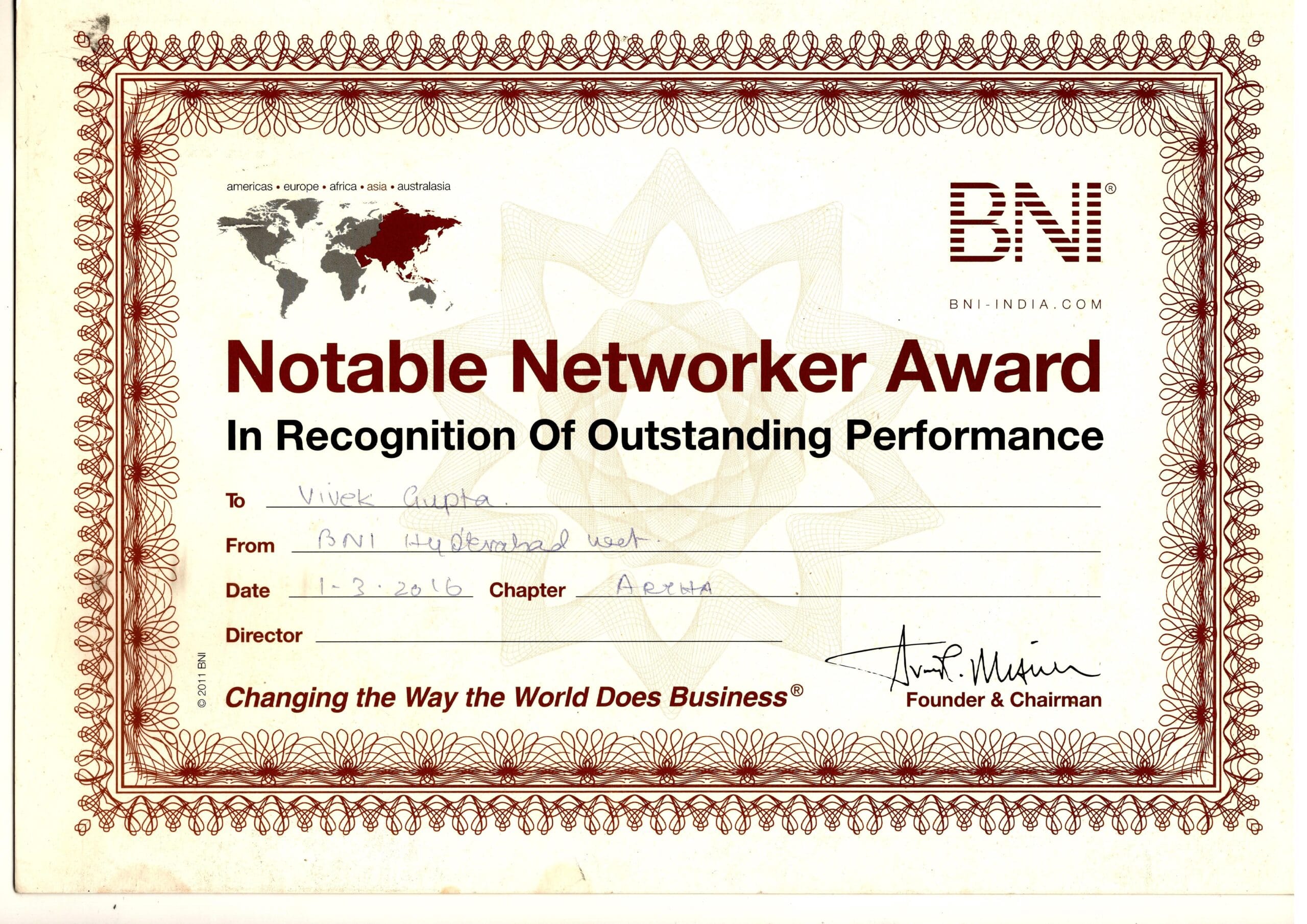 2016 03 01 RECOGNITION BNI IVAN MISNER