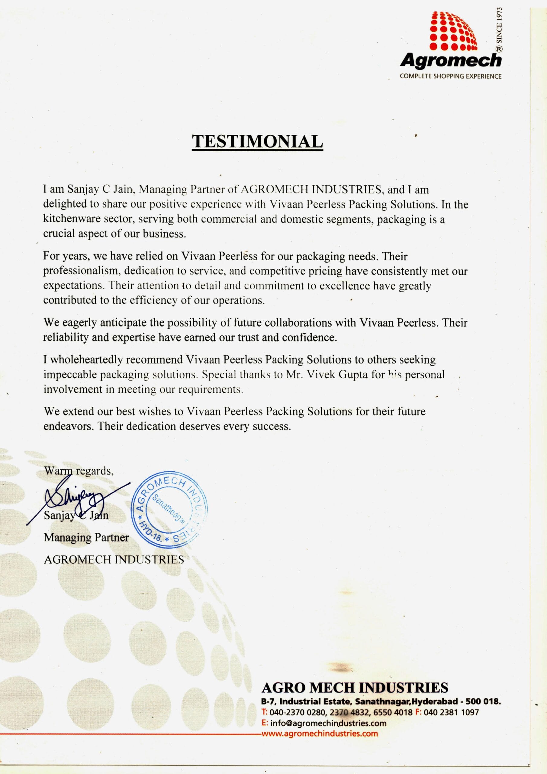 T AGROMECH SANJAY C JAIN